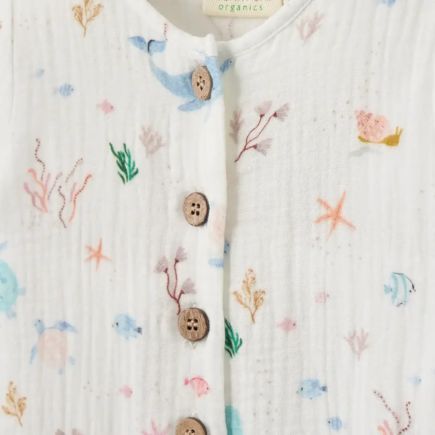 Elegant Baby Ocean Adventure Organic Short Sleeve Jumpsuit 9-12M - White