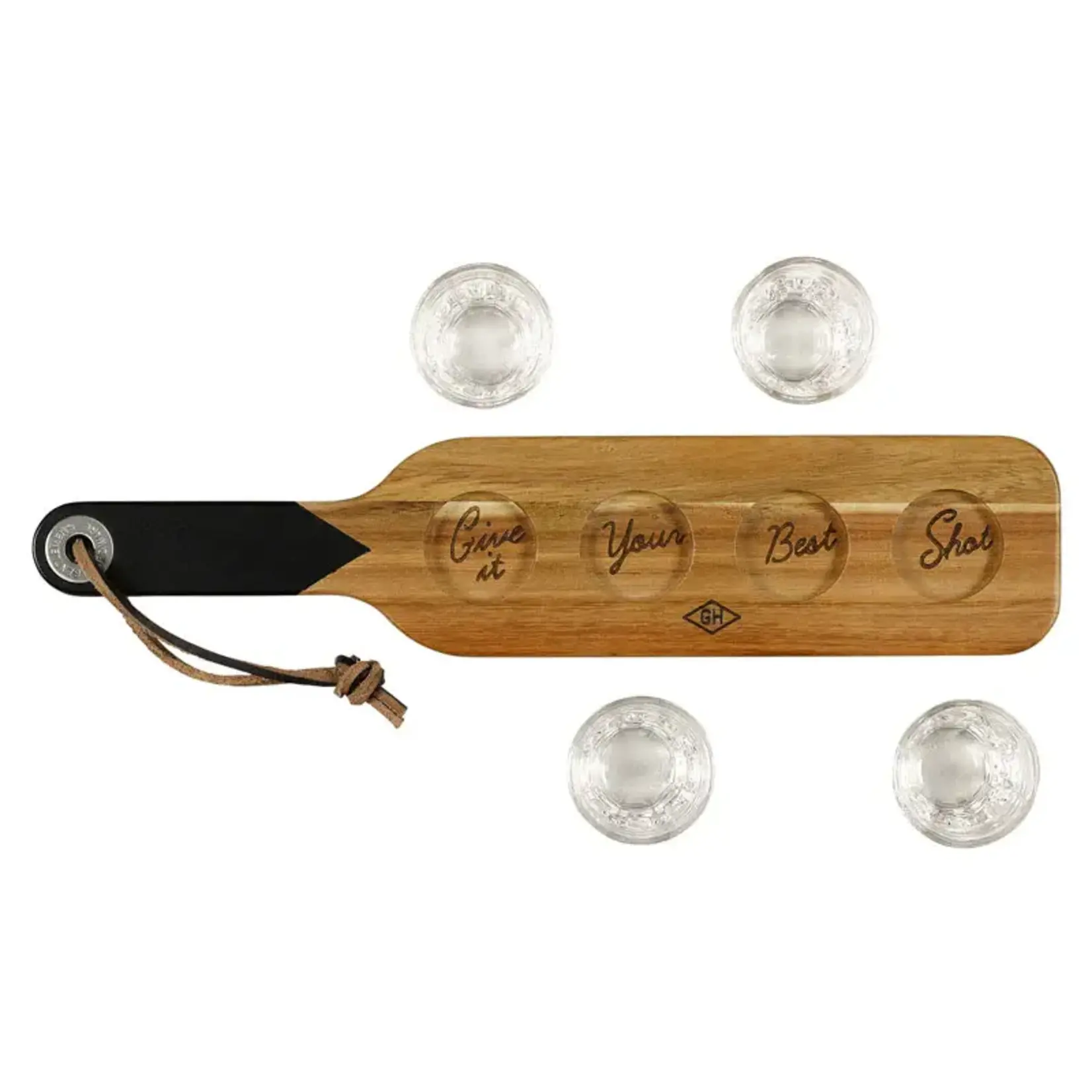 Gentleman's Hardware Serving Paddle and Shot Glasses