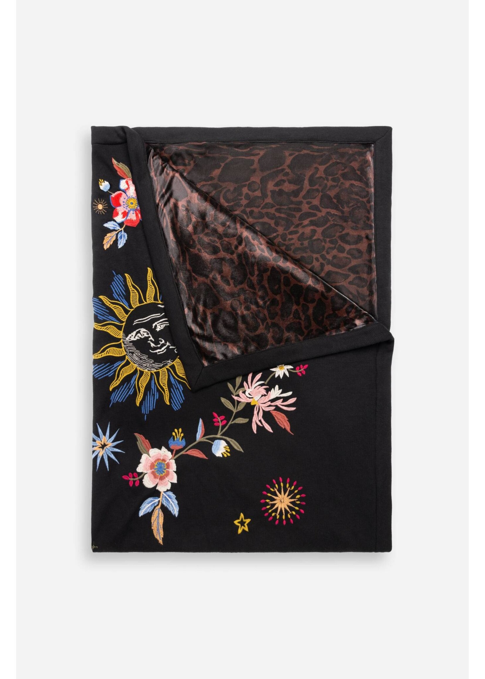 Celestin Throw Blanket Black Blue Leaf Houston