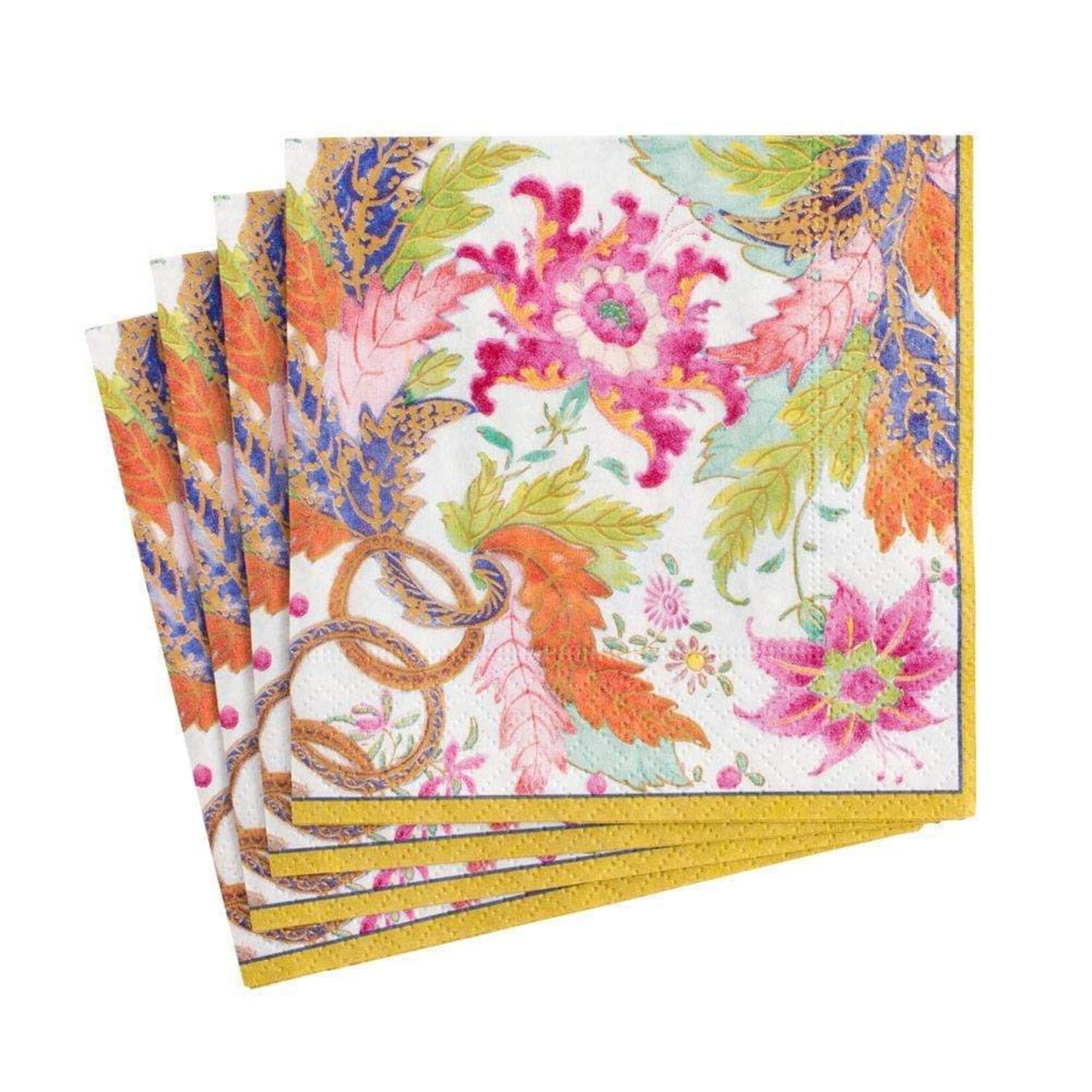 Caspari Tobacco Leaf Paper Cocktail Napkins 20 Ct - Ivory