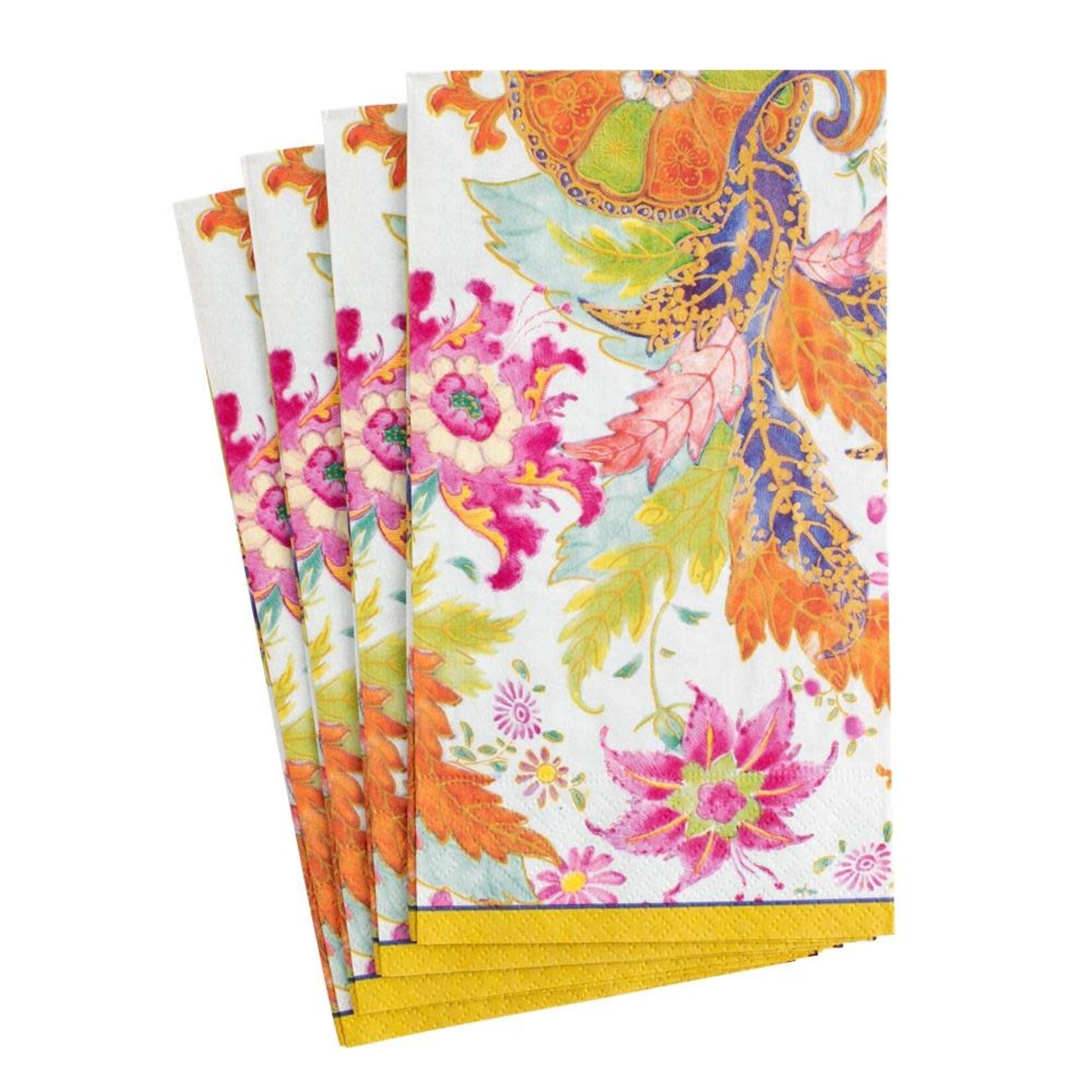 Caspari Tobacco Leaf Paper Guest Towel 15 Ct - Ivory