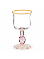 MacKenzie-Childs rosy check wine glass