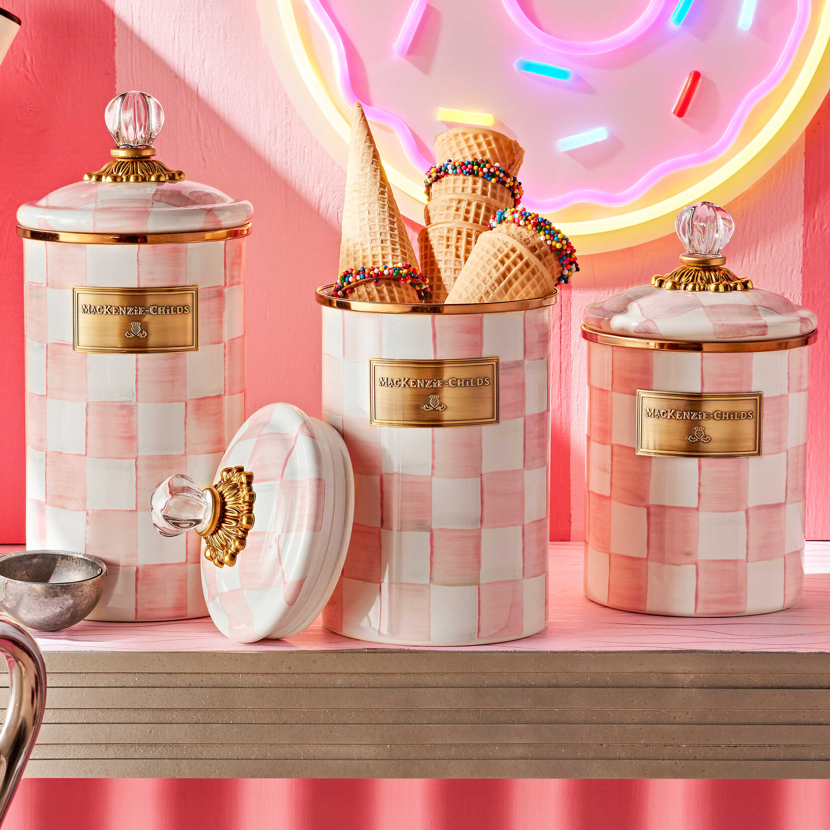 MacKenzie-Childs rosy check medium canister