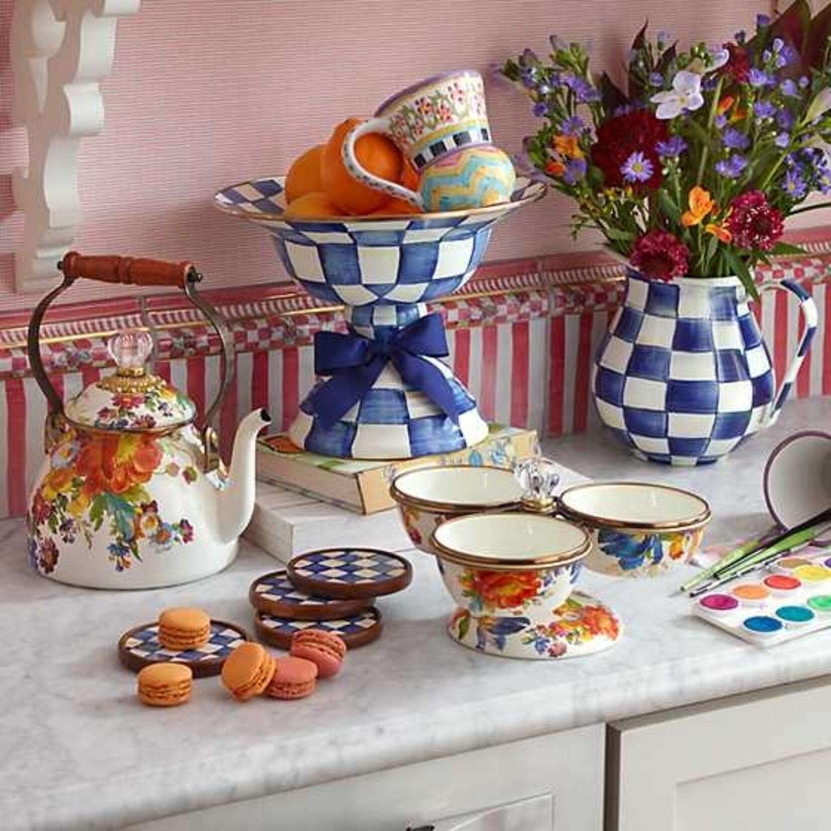 MacKenzie-Childs Royal Check Pitcher