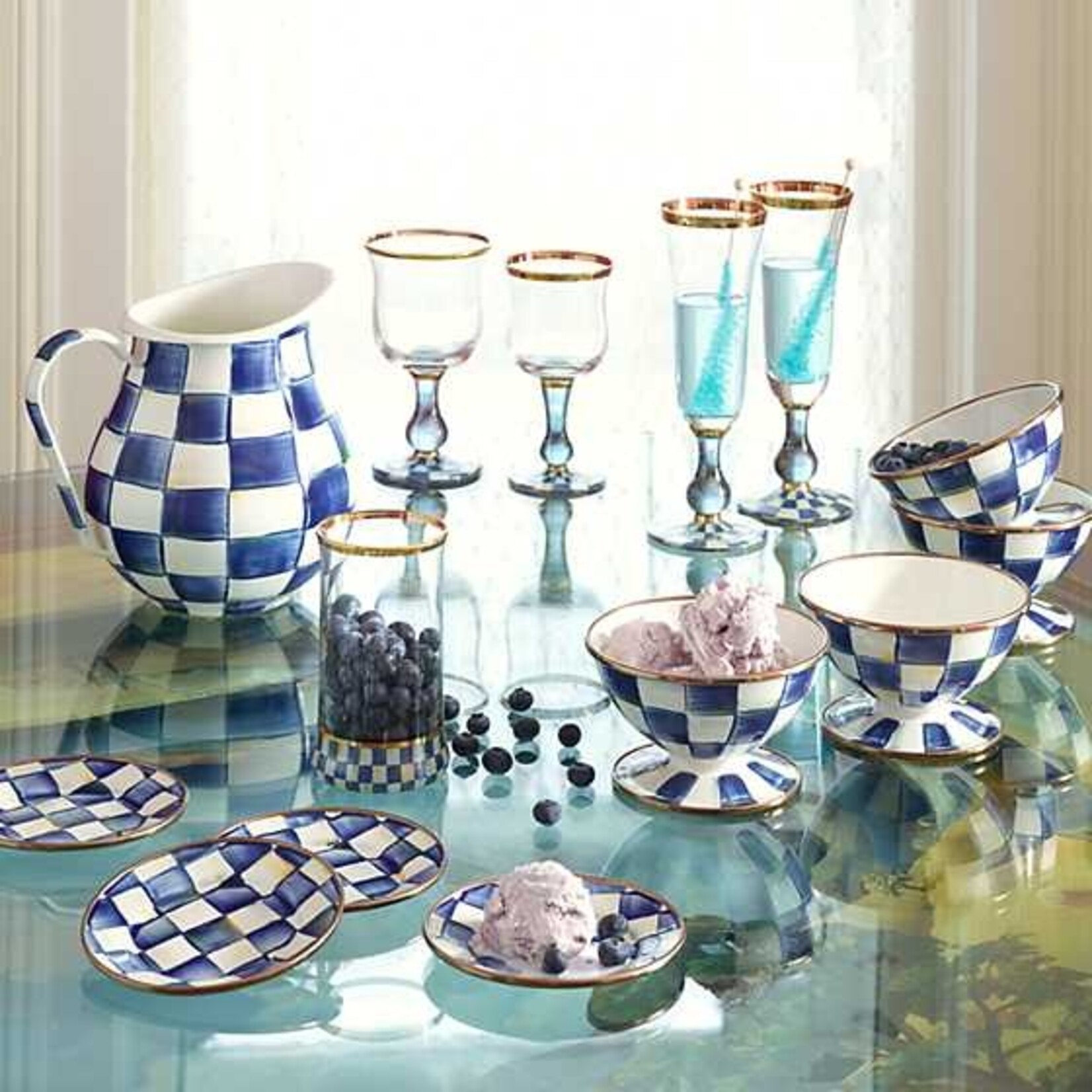 MacKenzie-Childs Royal Check Pitcher