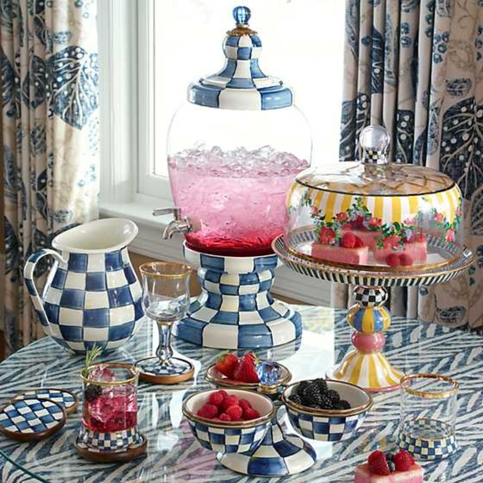 MacKenzie-Childs Royal Check Pitcher