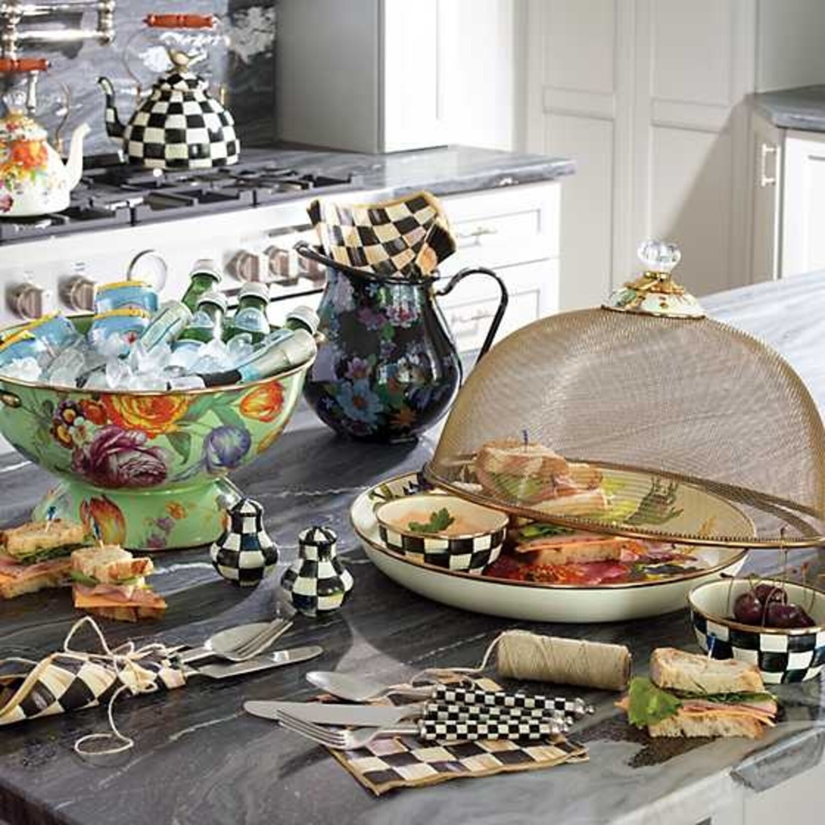 MacKenzie-Childs Courtly Check Gold Paper Luncheon Napkins