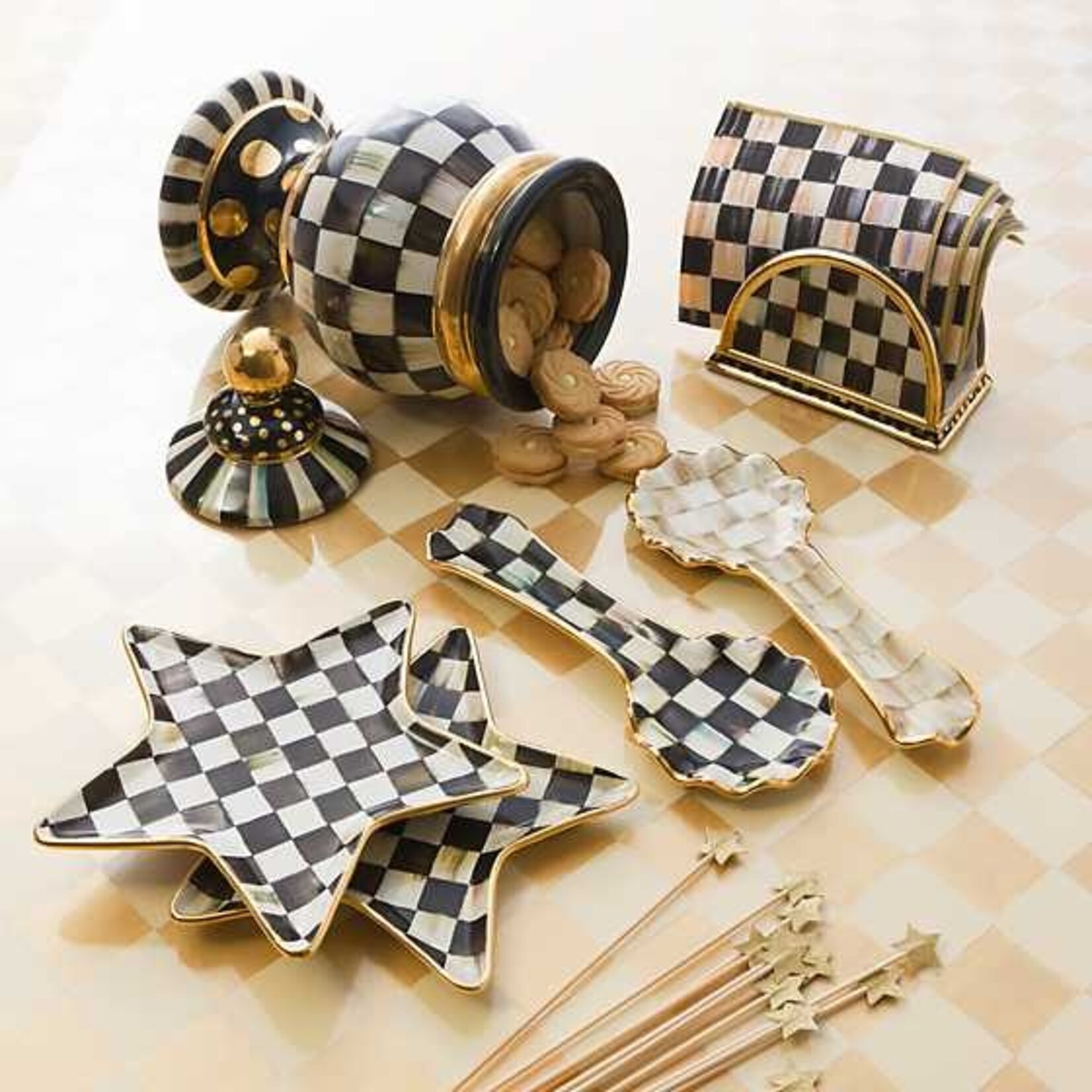 MacKenzie-Childs Courtly Check Gold Paper Luncheon Napkins