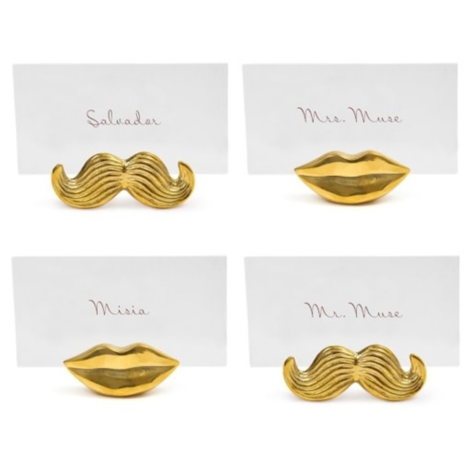 Jonathan Adler Mr & Mrs Muse Brass Place Card Holder - Set of 4