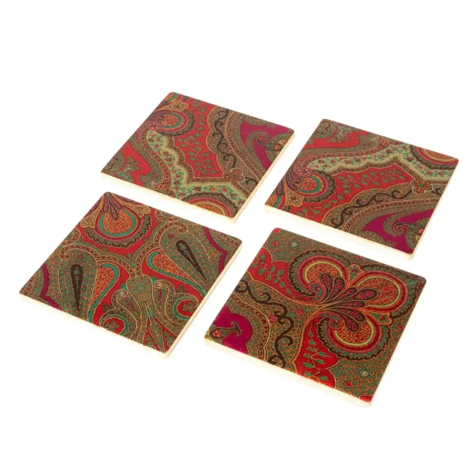 Caspari Jaipur Fuchsia Lacquer Coaster Set of 4