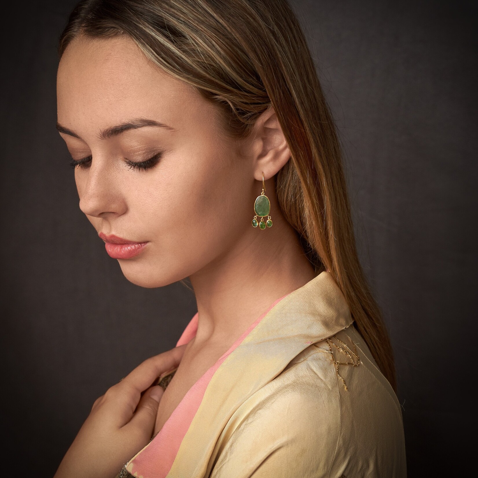 Sophie Theakston Emerald Cascade Earrings