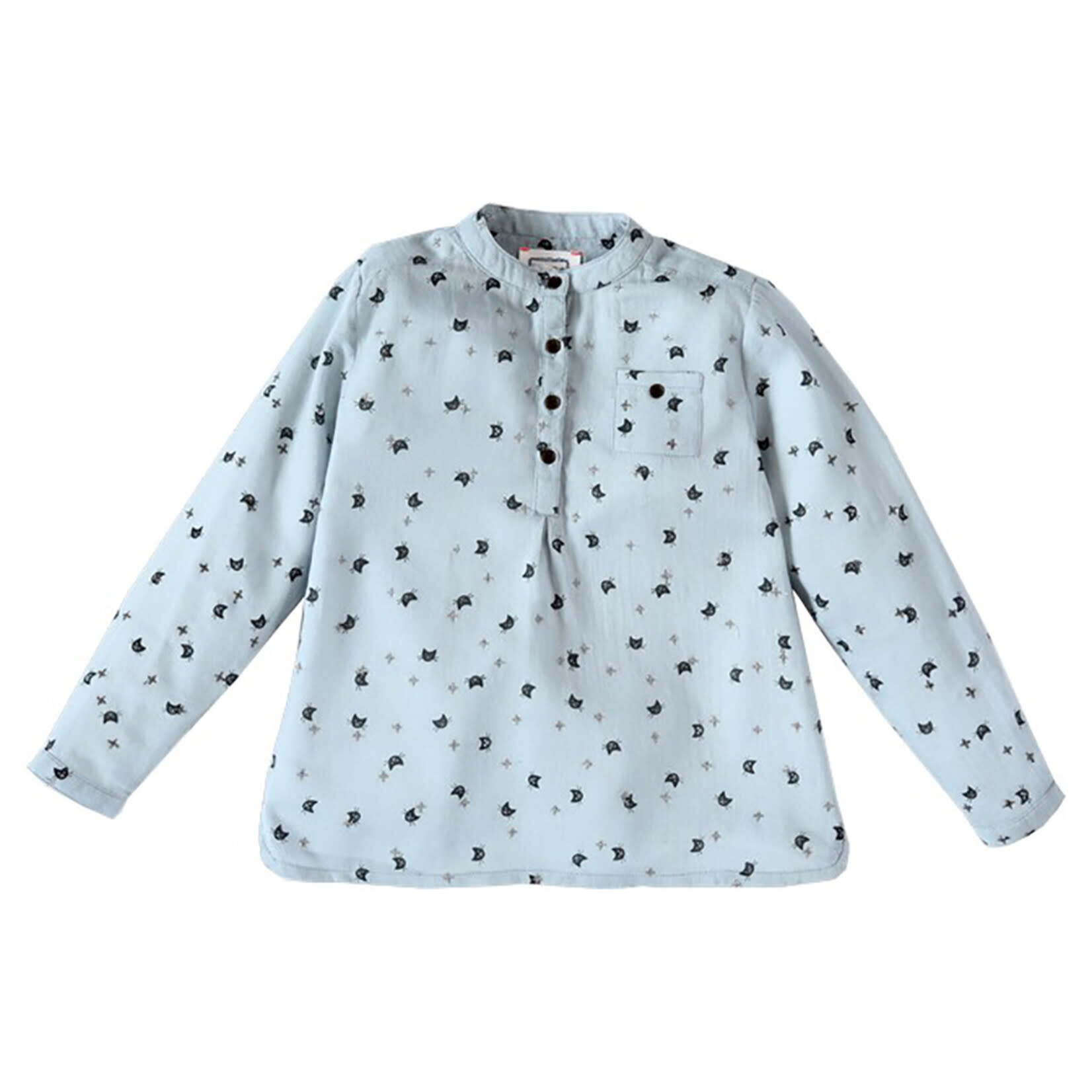 Bonheur Du Jour Baby Boys Marcus Blue Cat Print Shirt