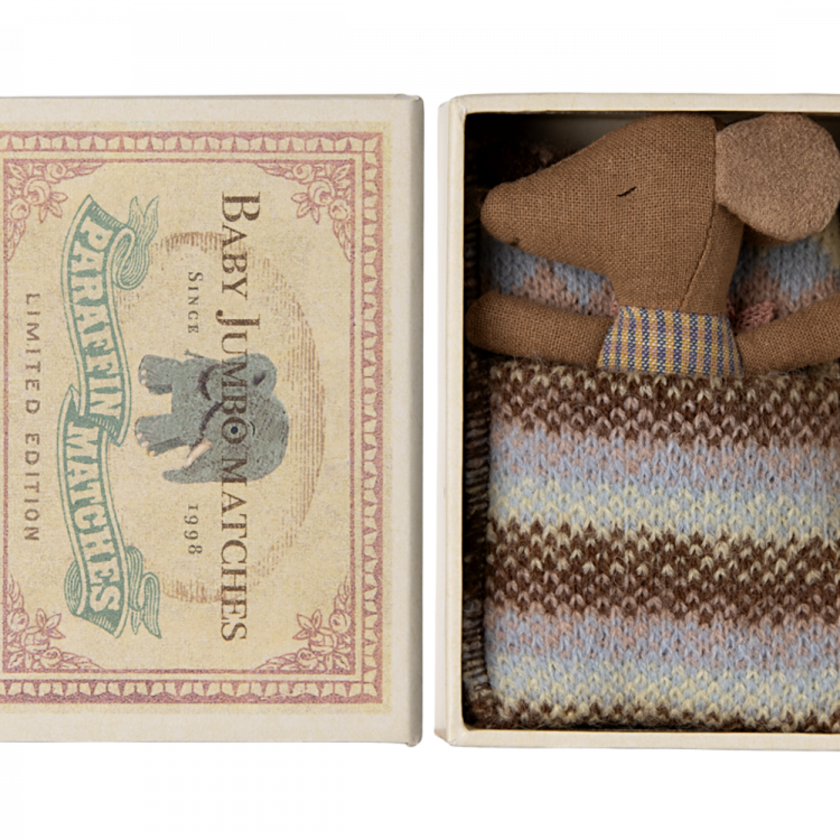 Maileg USA Sleepy Wakey Baby Mouse in Matchbox - Rose