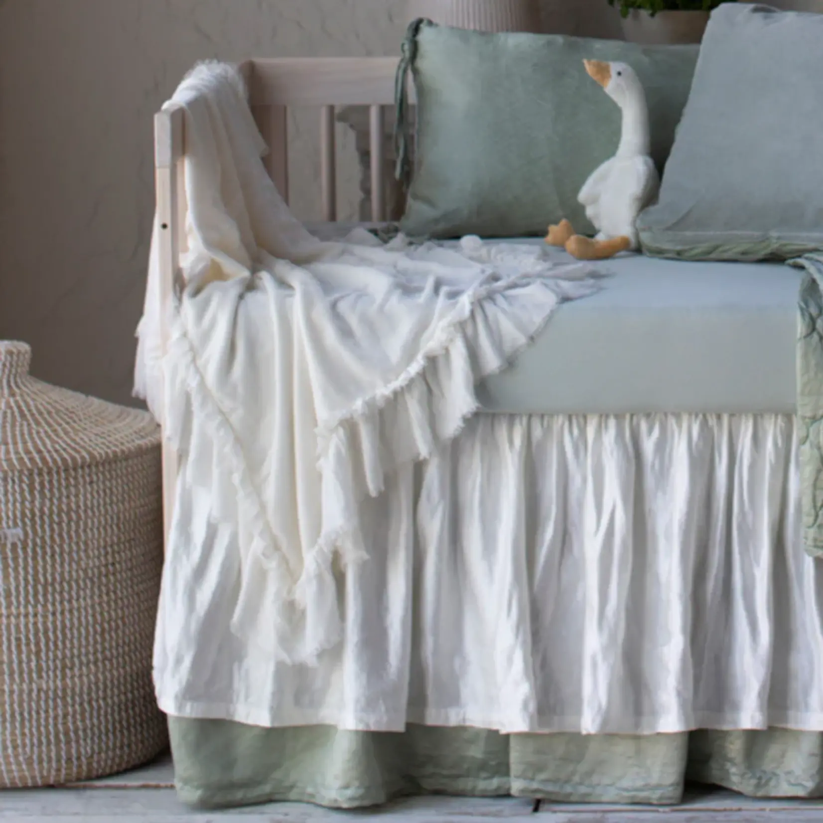 Bella Notte Linen Crib Sheet Winter White