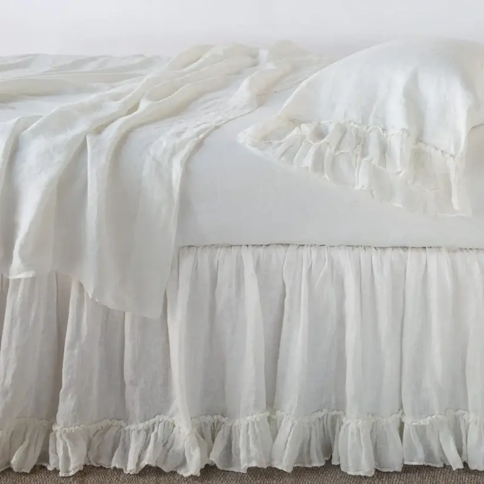 Bella Notte Linen Bedskirt Full/Queen Winter White