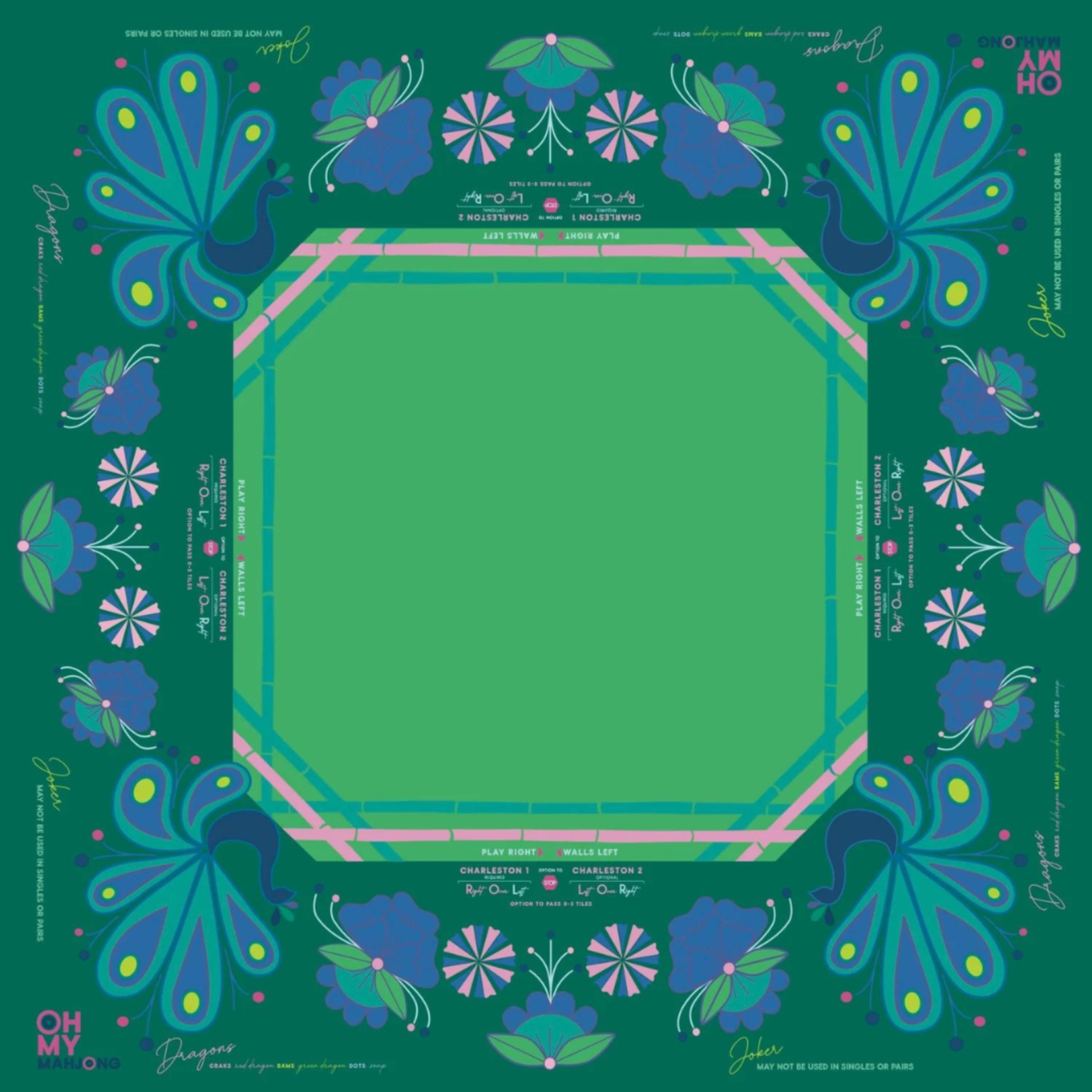 Oh My Mahjong Birdie Green Mahjong Mat