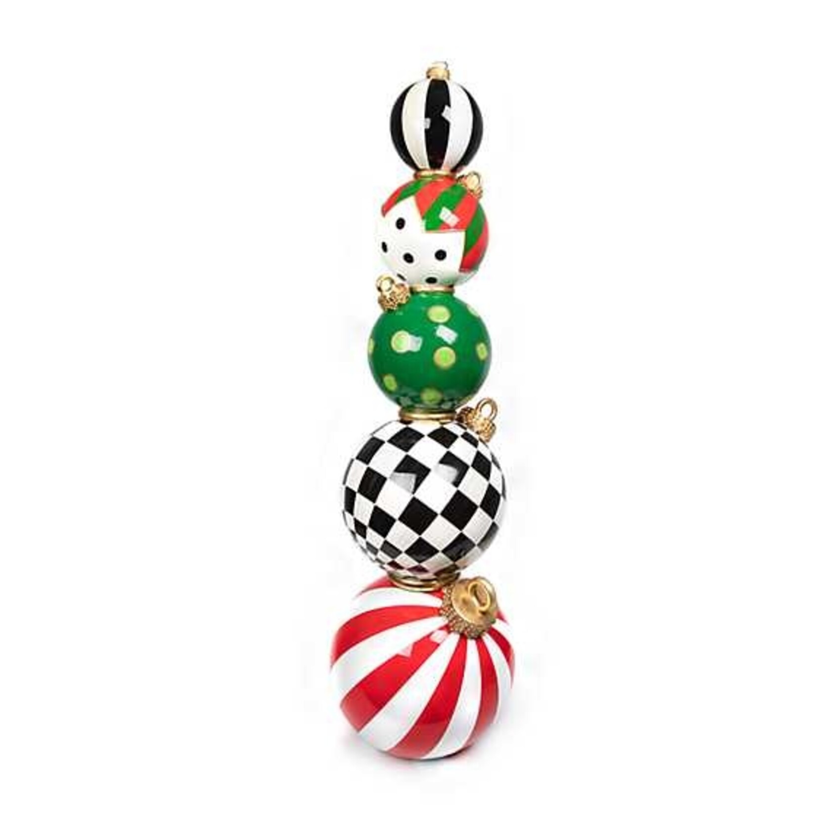 MacKenzie-Childs jolly stacked ornaments trophy
