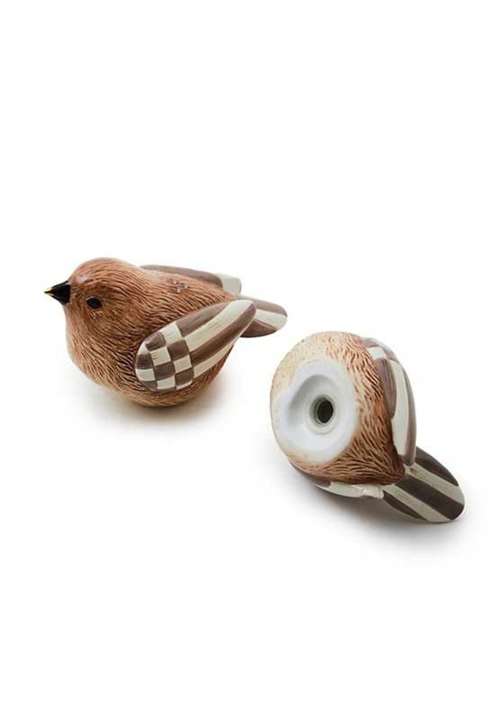 MacKenzie-Childs autumnology ceramic bird salt & pepper set