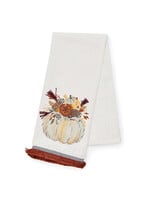 MacKenzie-Childs autumn frost pumpkin applique dish towel