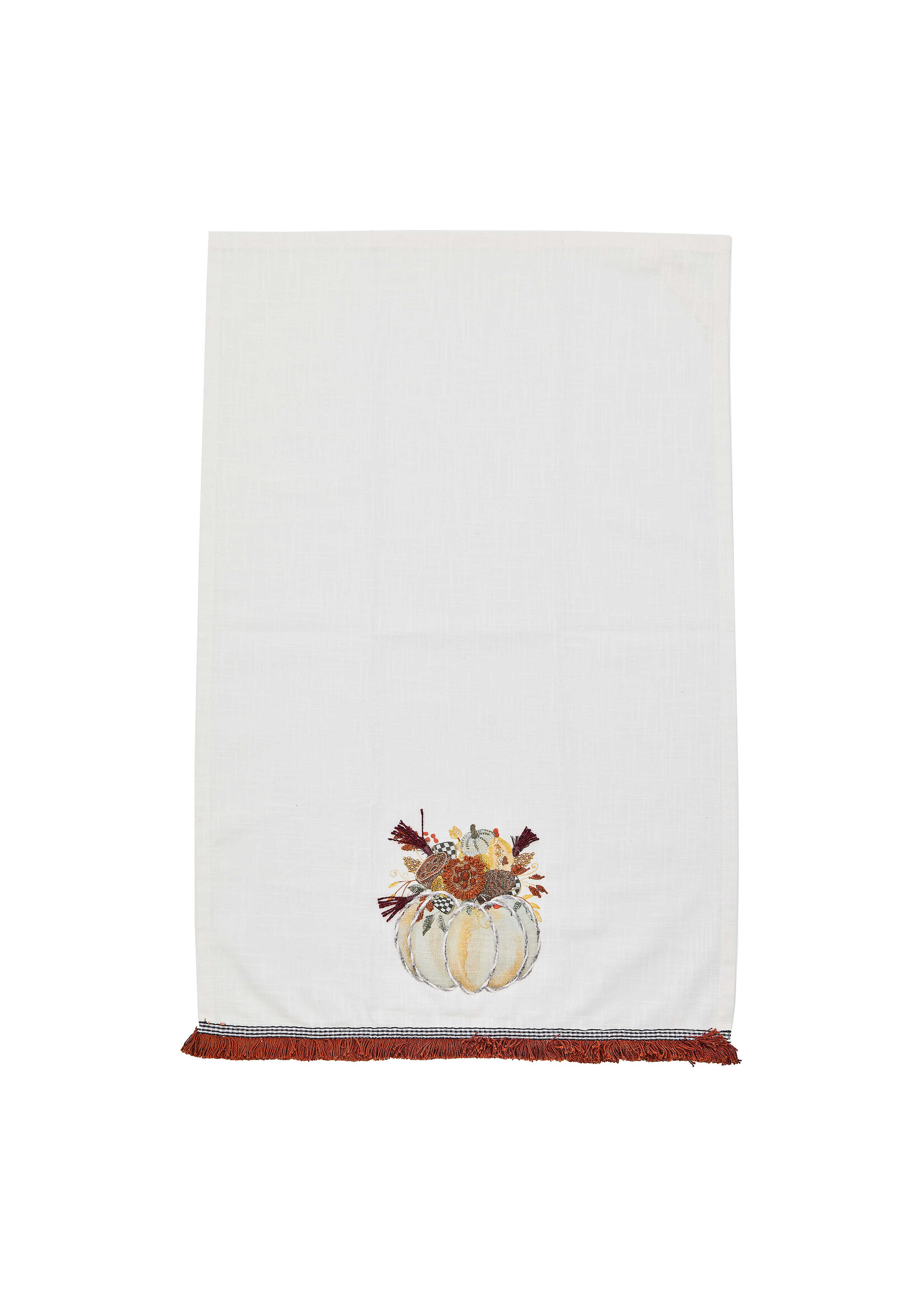 MacKenzie-Childs autumn frost pumpkin applique dish towel