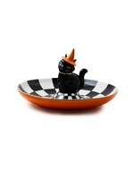 MacKenzie-Childs trick or treat cat check candy dish