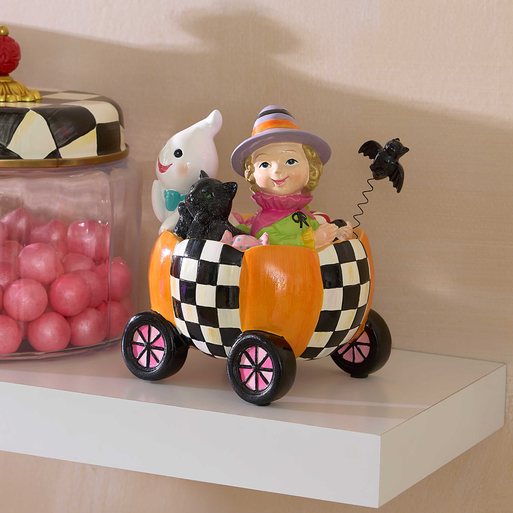 MacKenzie-Childs trick or treat friends in cart figurine