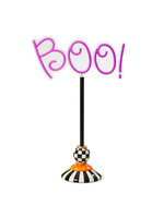 MacKenzie-Childs pedestal illuminated neon boo sign