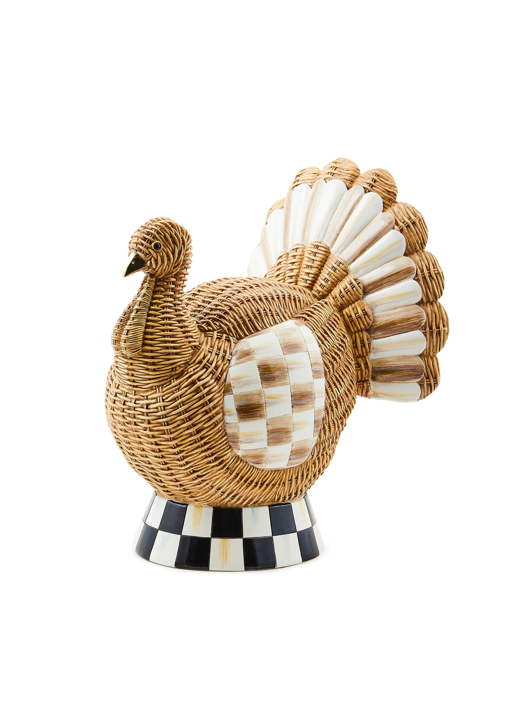 MacKenzie-Childs autumnology check basket weave turkey figurine