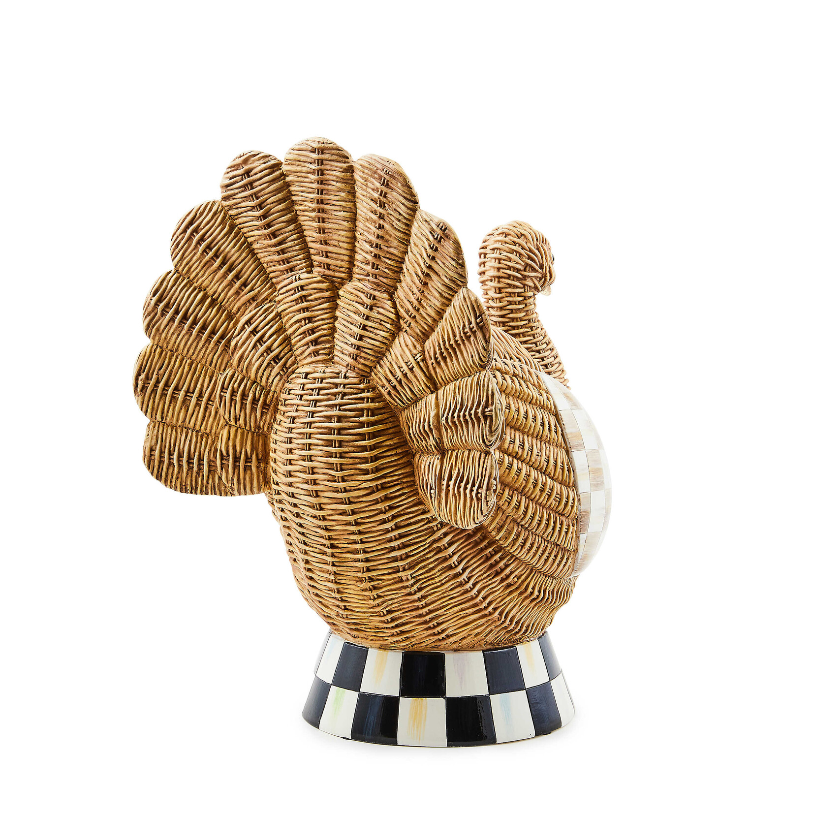 MacKenzie-Childs autumnology check basket weave turkey figurine