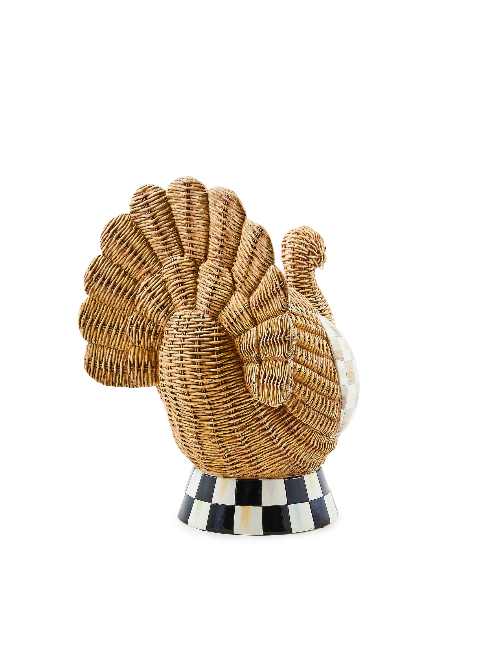 MacKenzie-Childs autumnology check basket weave turkey figurine