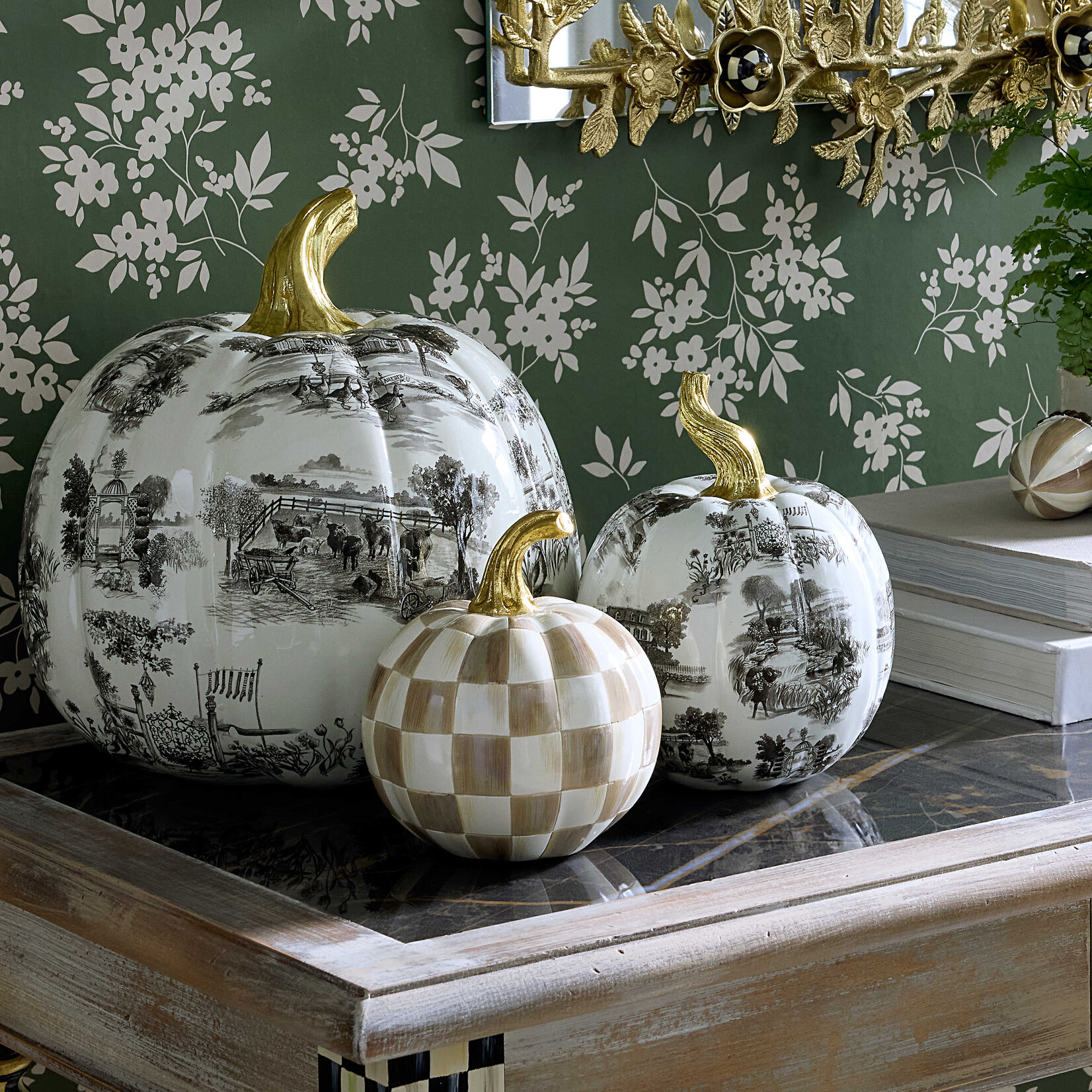 MacKenzie-Childs black toile small pumpkin