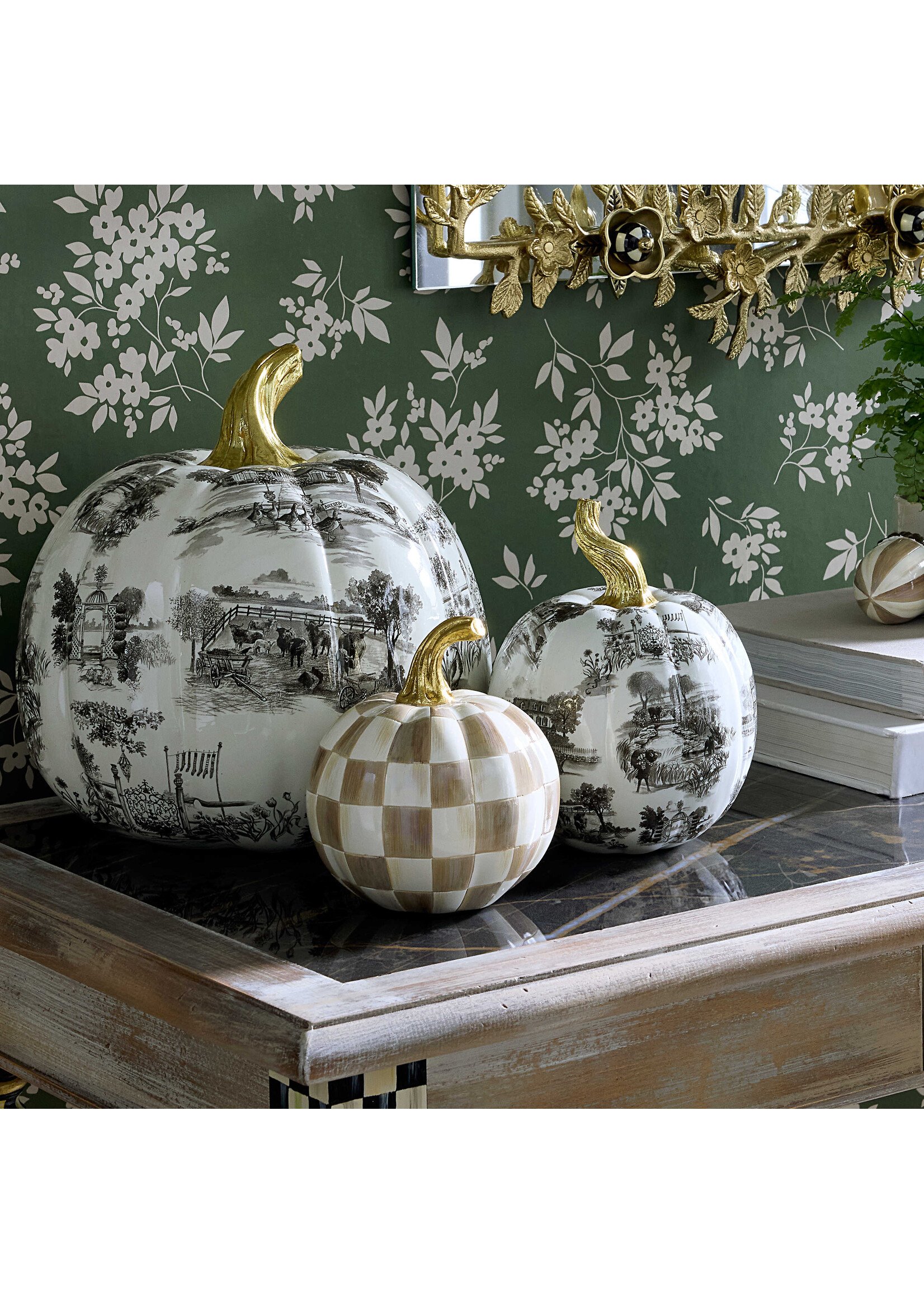 MacKenzie-Childs black toile small pumpkin