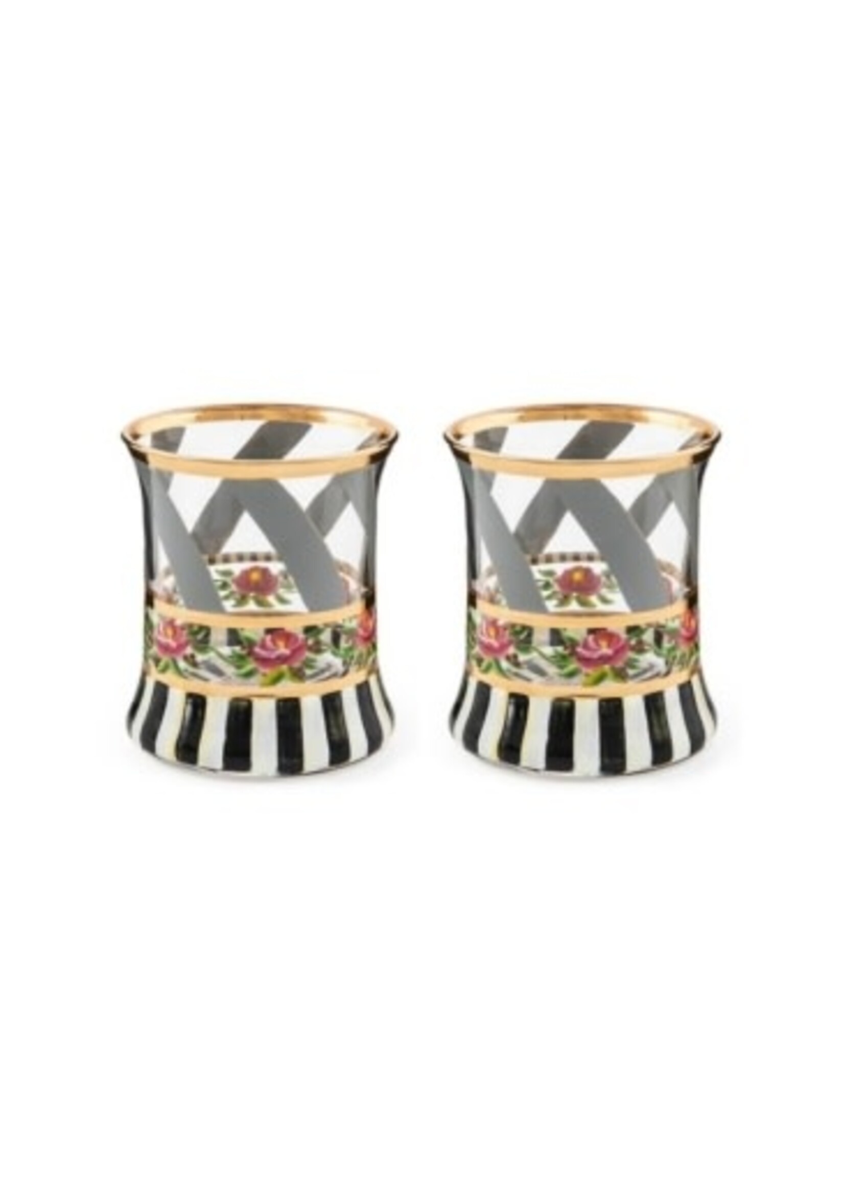 MacKenzie-Childs maypole sterling tumbler glass, set of 2