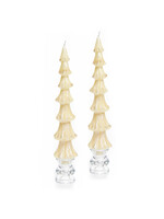 MacKenzie-Childs tree dinner candles - 12" - ivory - set of 2