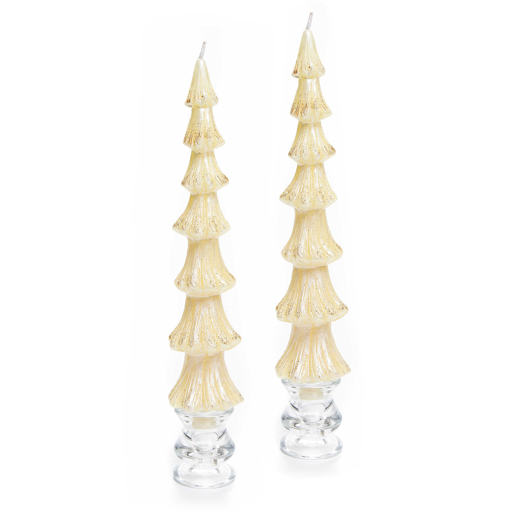 MacKenzie-Childs tree dinner candles - 12" - ivory - set of 2