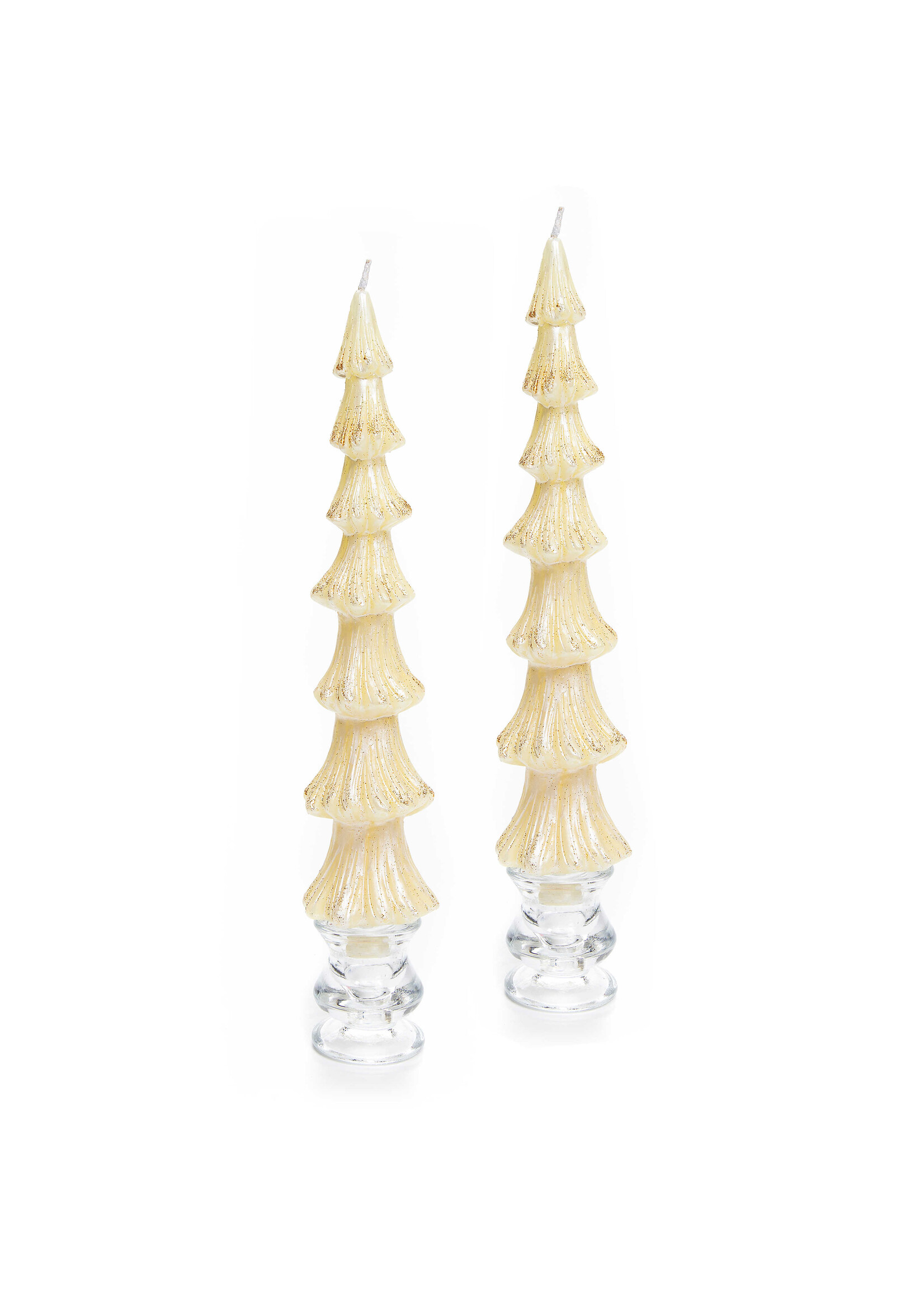 MacKenzie-Childs tree dinner candles - 12" - ivory - set of 2