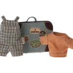 Maileg USA Overalls and shirt in suitcase, Big brother mouse