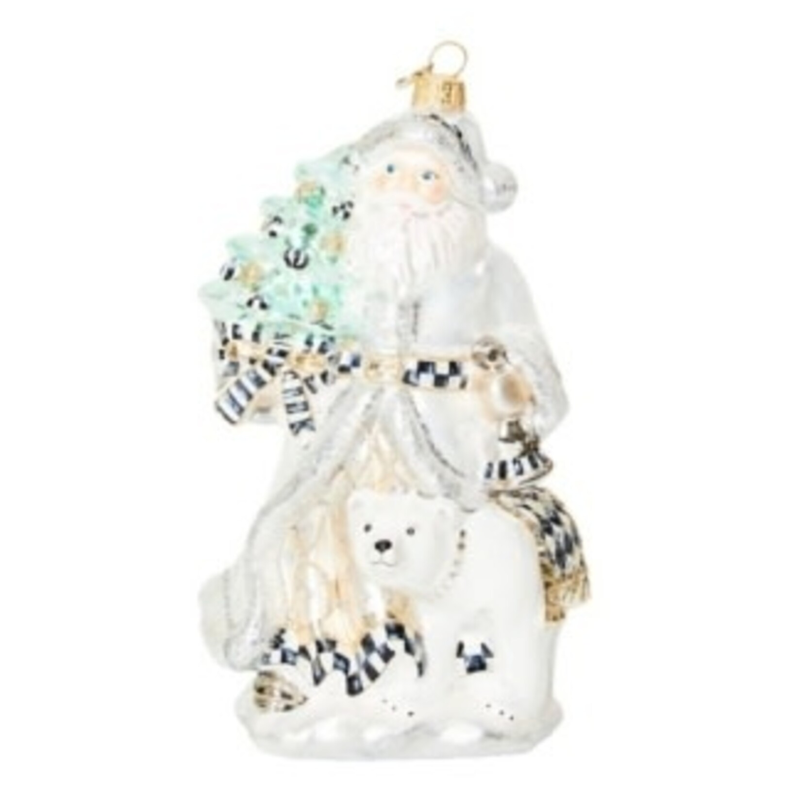 MacKenzie-Childs Crystal Palace Santa and Polar Bear Glass Ornament