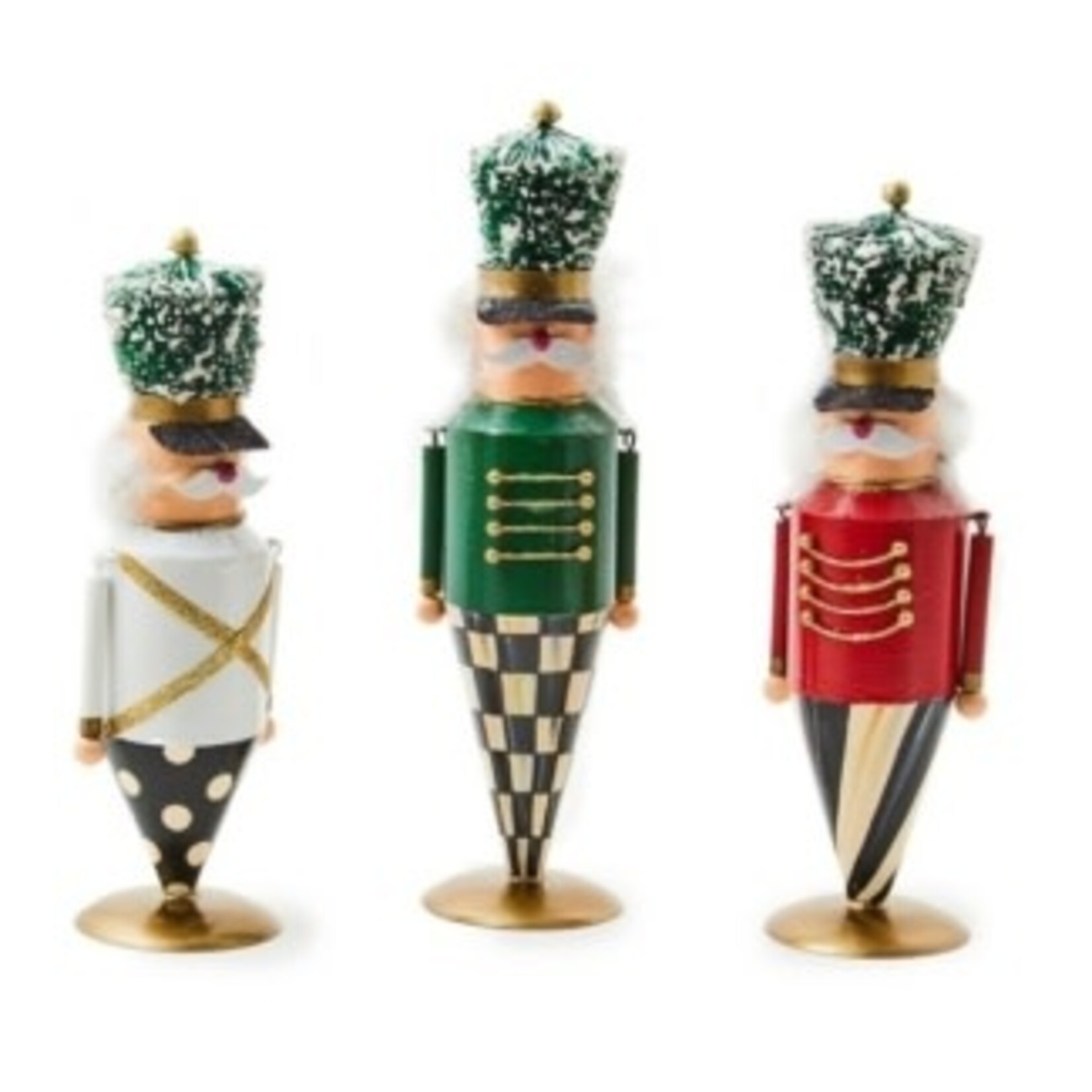 MacKenzie-Childs Cozy Christmas Tin Nutcrackers, Set of 3