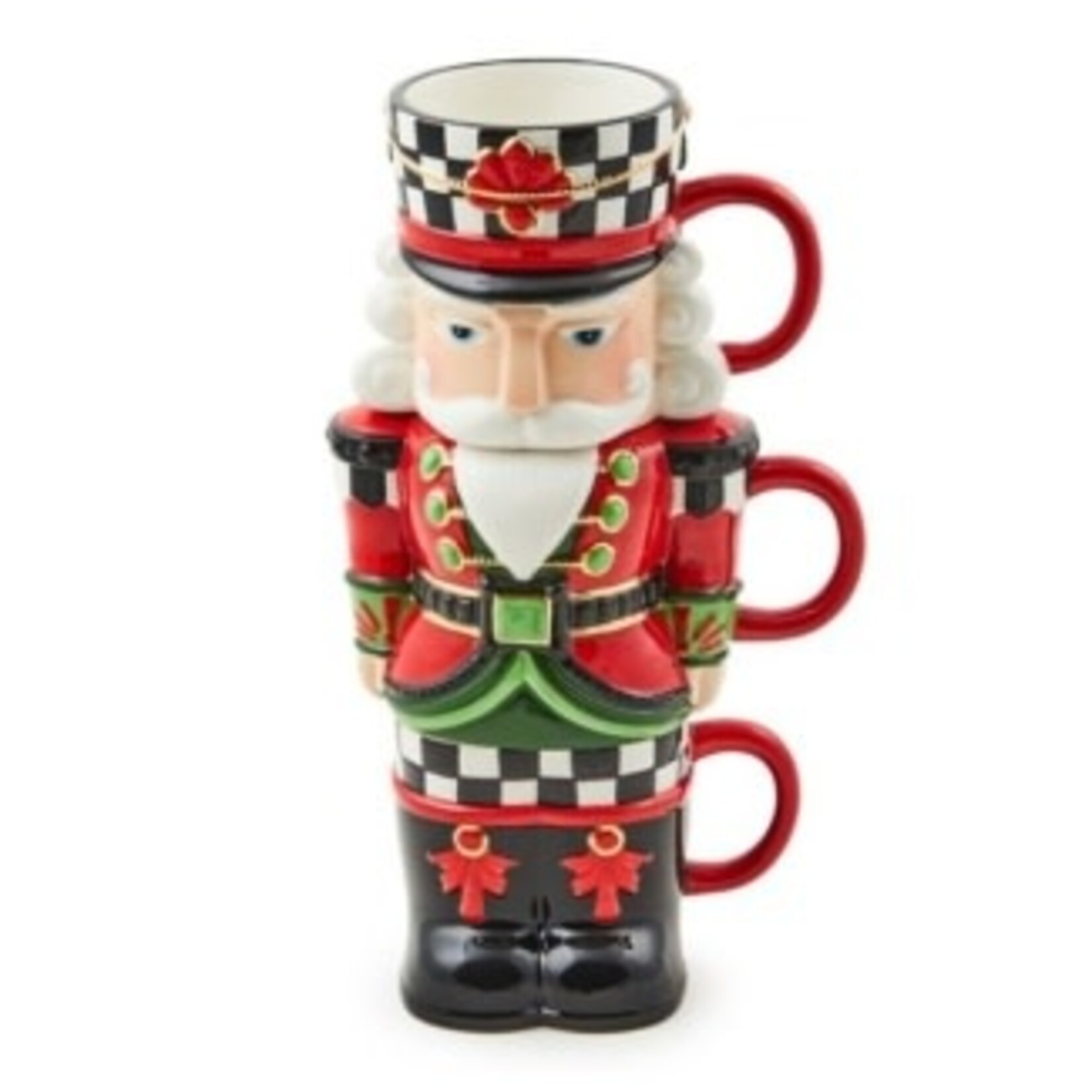 MacKenzie-Childs Classic Courtly Nutcracker Stacking Mugs, Set of 3