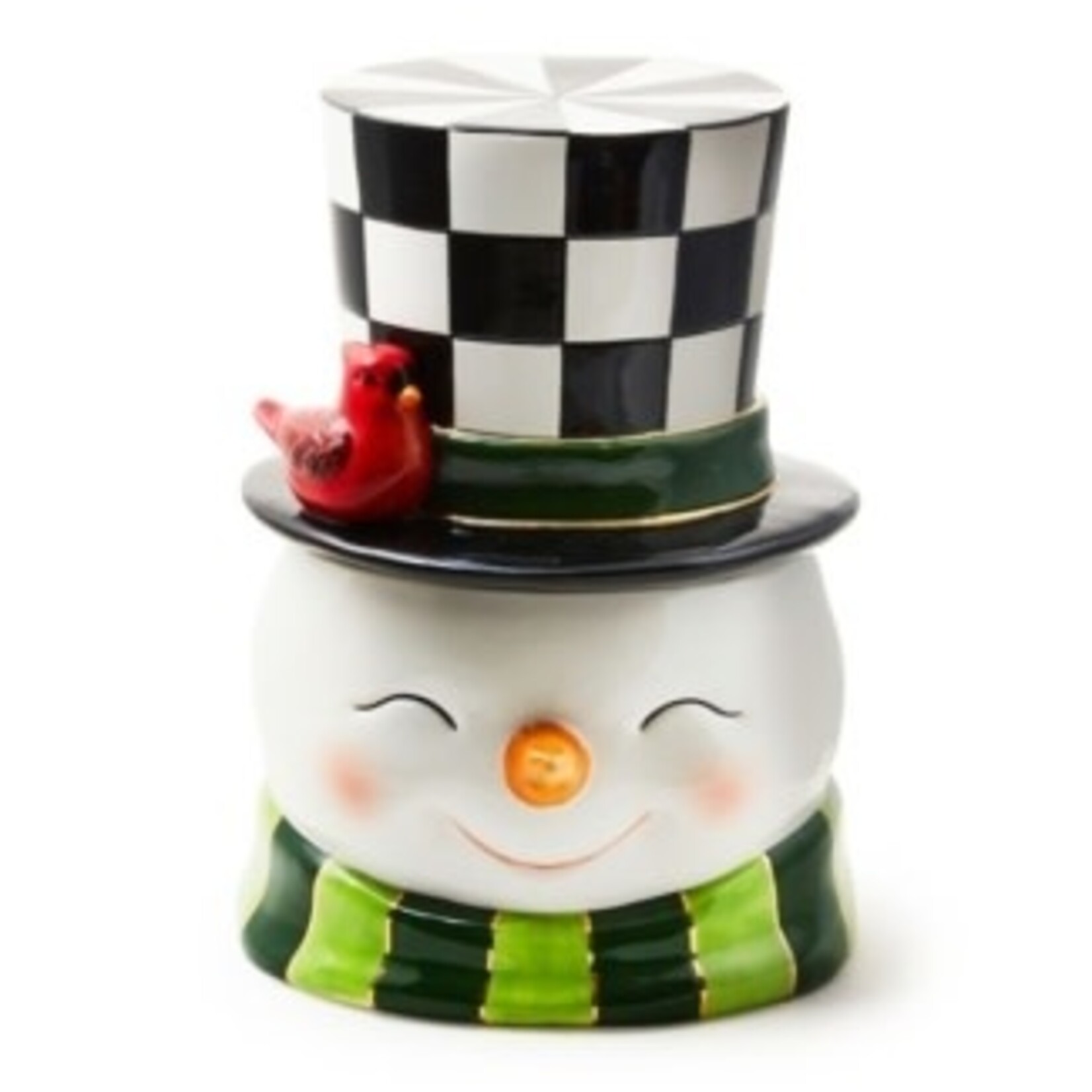 MacKenzie-Childs Cozy Christmas Snowman Cookie Jar