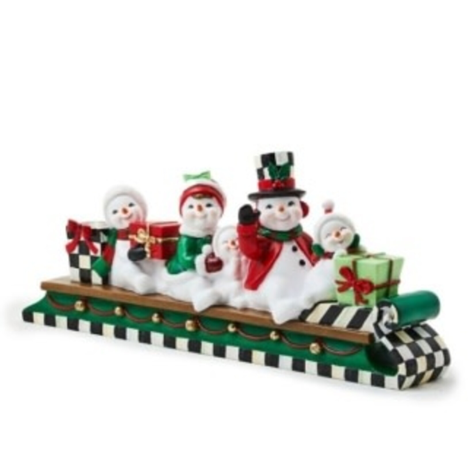 MacKenzie-Childs Cozy Christmas Snowmen Family Sledding Figurine
