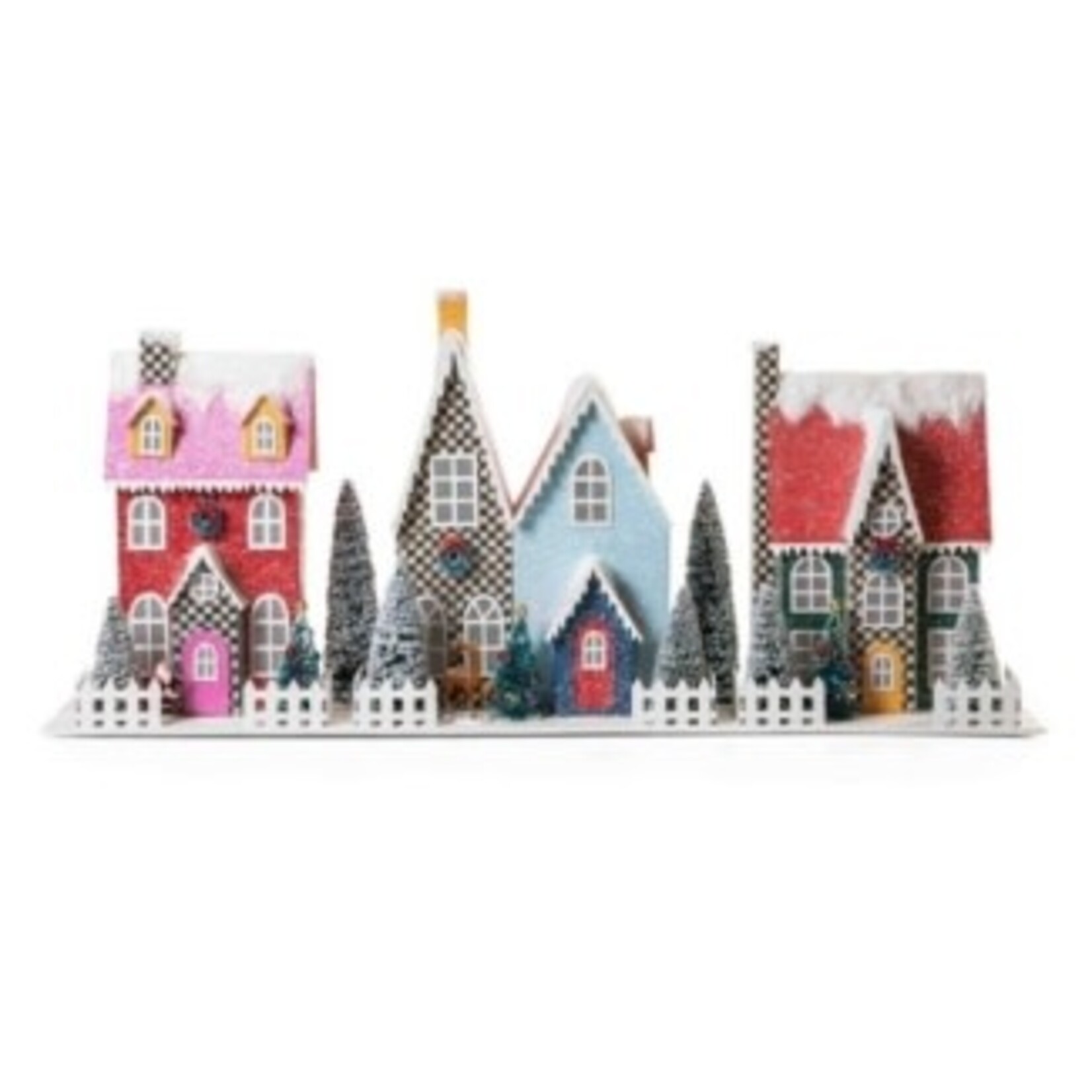 MacKenzie-Childs Granny Kitsch Illuminated Village Mantel Arrangement