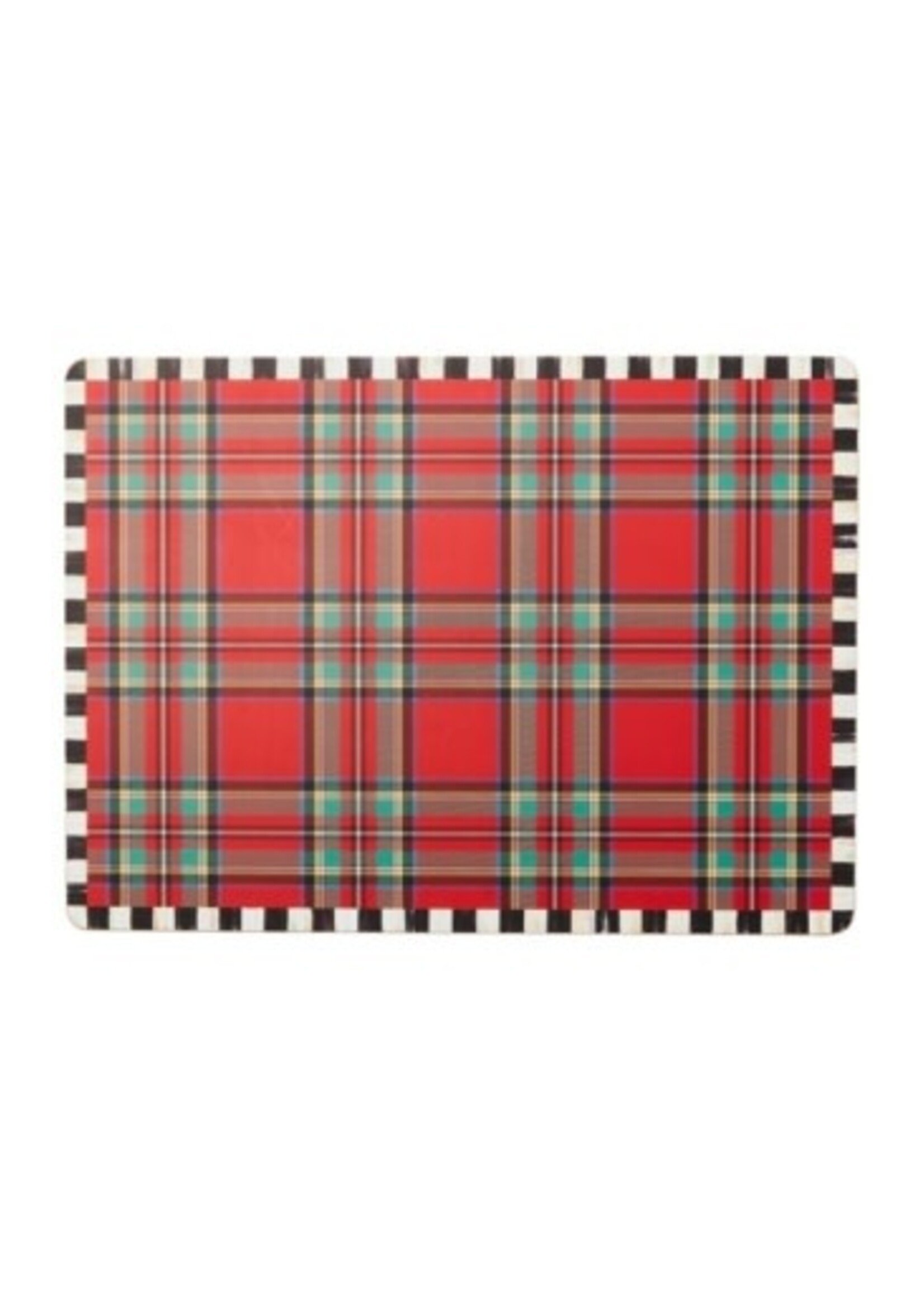 MacKenzie-Childs Tartan Red Cork Back Placemats, Set of 4