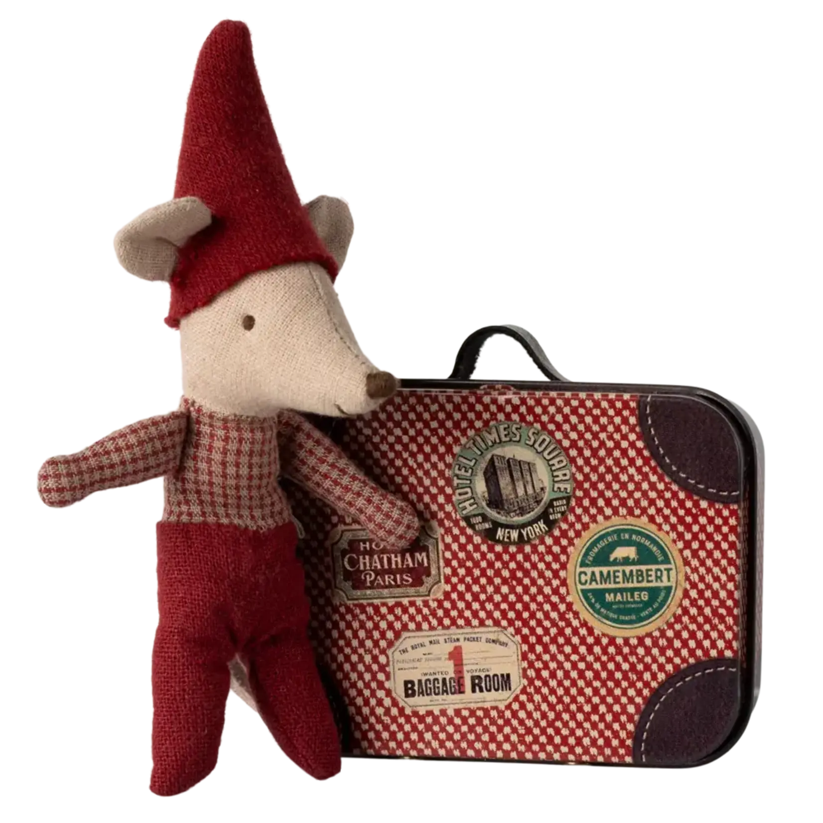 Maileg USA Christmas mouse, Baby in suitcase