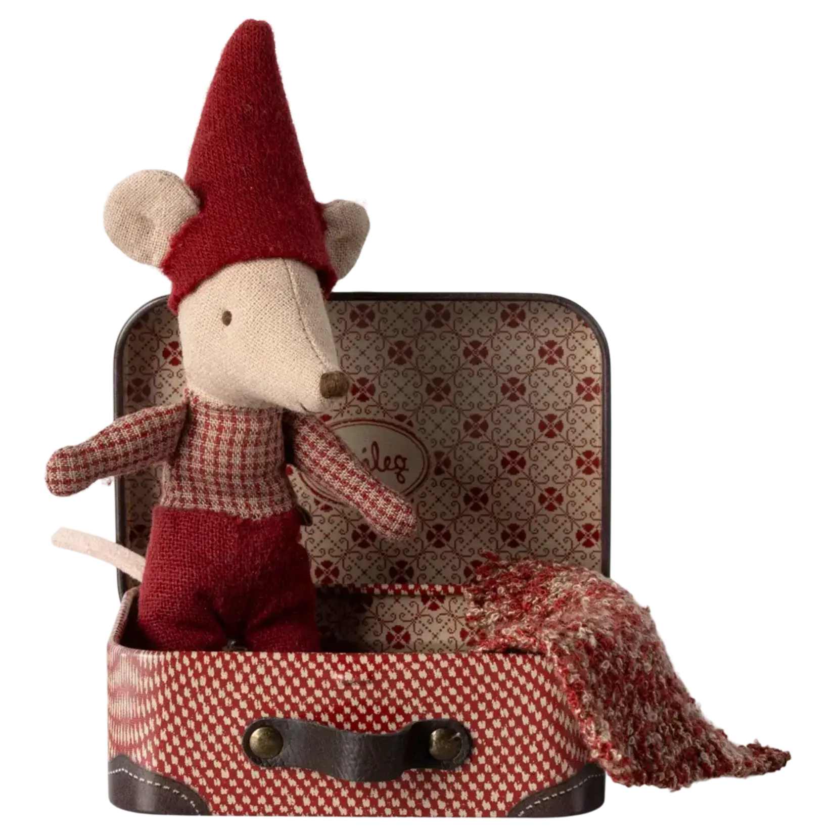 Maileg USA Christmas mouse, Baby in suitcase