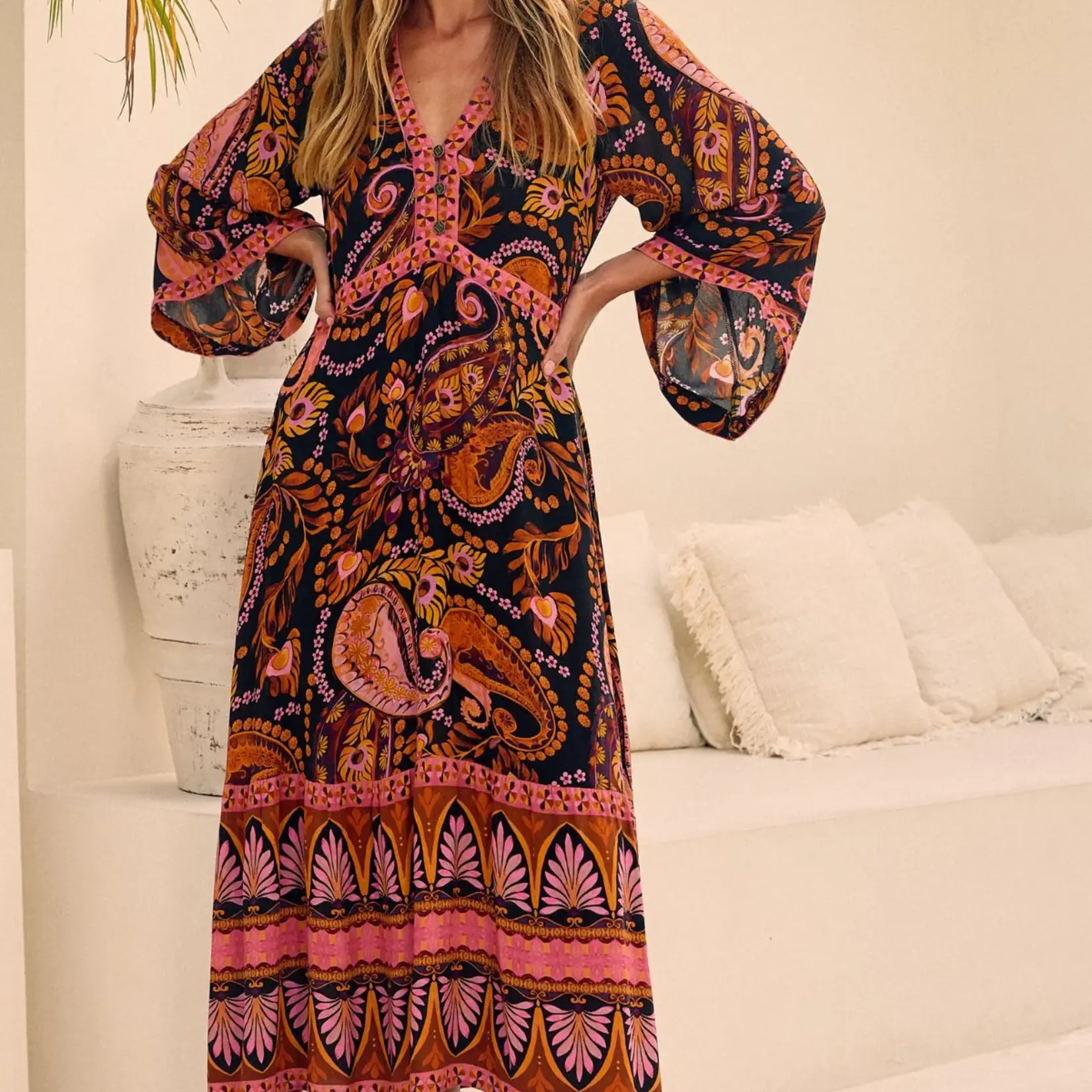 Nine Lives Bazaar Pink Noir Empire Dress
