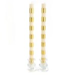 MacKenzie-Childs Bands Gold Dinner Candles, Set of 2