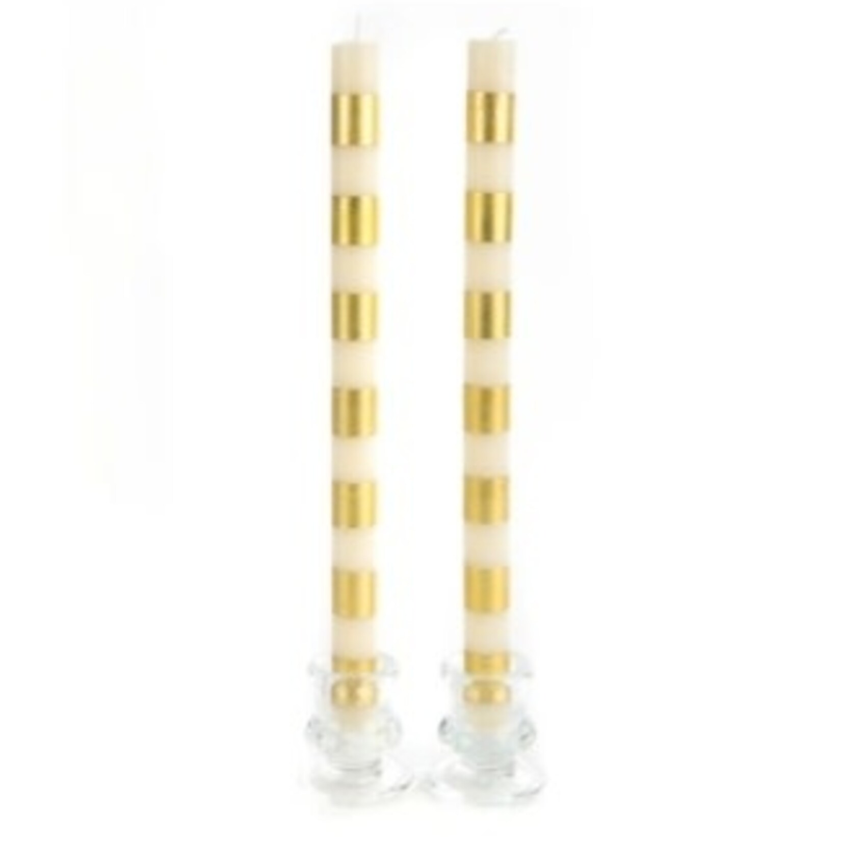 MacKenzie-Childs Bands Gold Dinner Candles, Set of 2