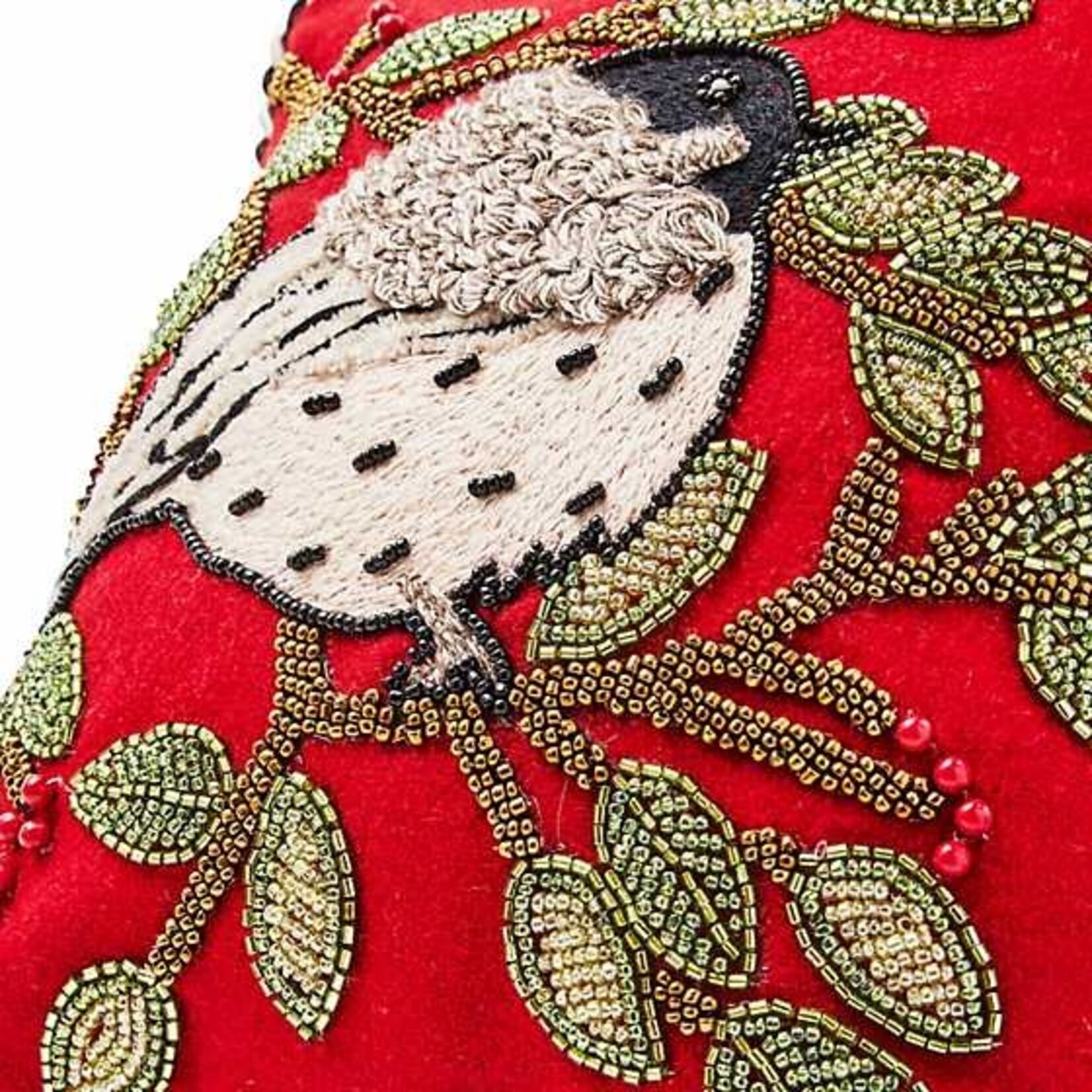 MacKenzie-Childs Chickadee Beaded Throw Pillow
